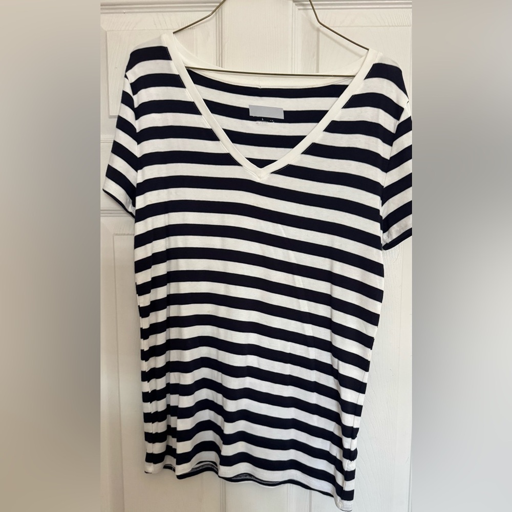New Striped V-Neck navy blue Women's Top
